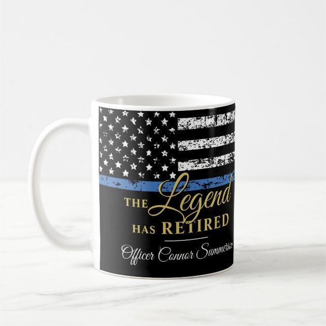 Police Retirement Party Law Enforcement Blue Line Coffee Mug (Left)