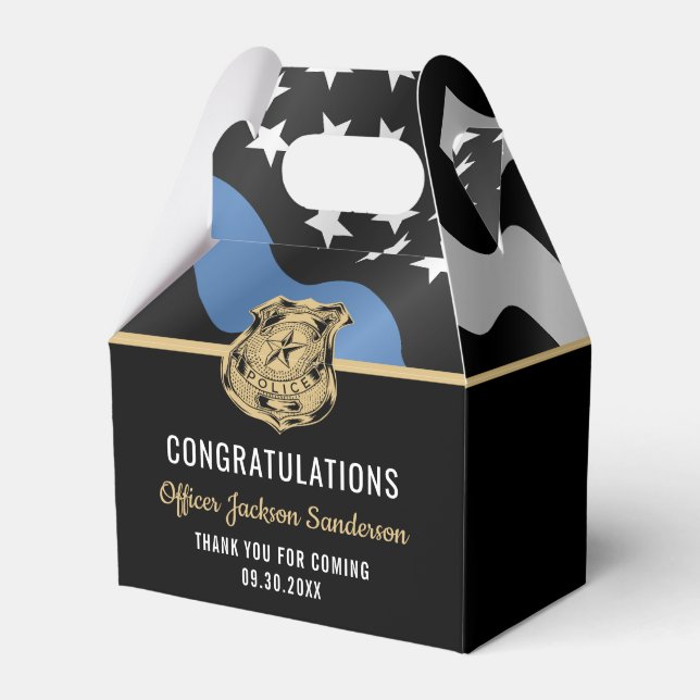 Police Retirement Party Law Enforcement Blue Line Favour Box (Front Side)