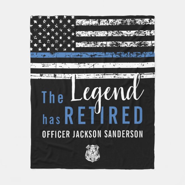 Police Retirement Party Law Enforcement Officer Fleece Blanket (Front)