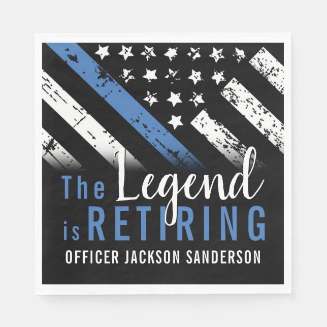 Police Retirement Party Officer Thin Blue Line Napkin (Front)