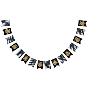 Police Retirement Party Thin Blue Line Badge Bunting