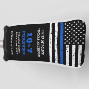 Police Retirement Personalise 10-7 Thin Blue Line Golf Head Cover
