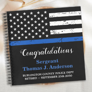 Police Retirement Personalise Thin Blue Line Guest Notebook