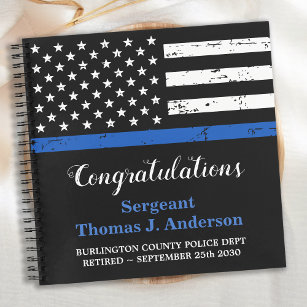 Police Retirement Personalise Thin Blue Line Guest Notebook