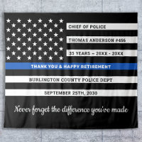 Police Retirement Personalised Thin Blue Line Flag