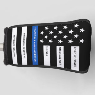 Police Retirement Personalised Thin Blue Line Golf Head Cover