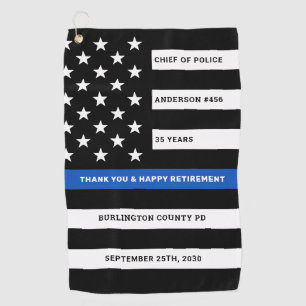Police Retirement Personalised Thin Blue Line Golf Towel