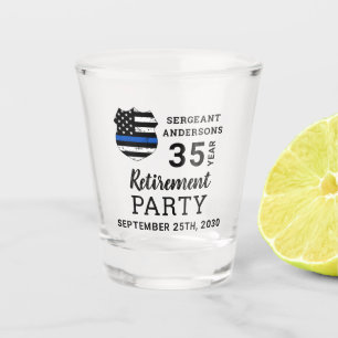 Police Retirement Personalised Thin Blue Line Shot Glass