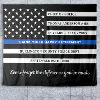 Police Retirement Personalized Thin Blue Line Flag