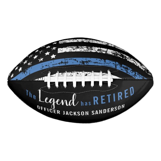 Police Retirement Thin Blue Line American Flag American Football (Front)