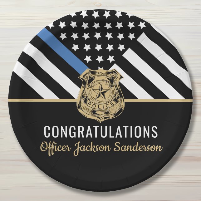Police Retirement Thin Blue Line Congratulations Paper Plate (Police Retirement Thin Blue Line Congratulations Paper Plates)