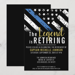 Police Retirement Thin Blue Line Flag Enforcement Invitation