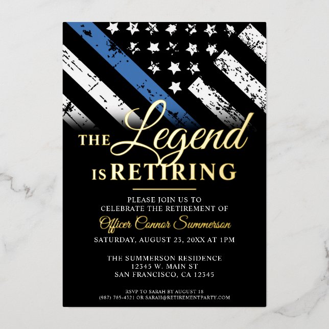 Police Retirement Thin Blue Line Law Enforcement (Front)