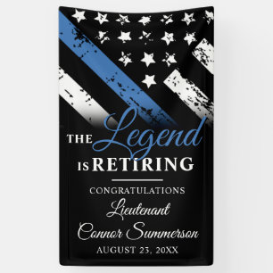 Police Retirement Thin Blue Line Law Enforcement Banner