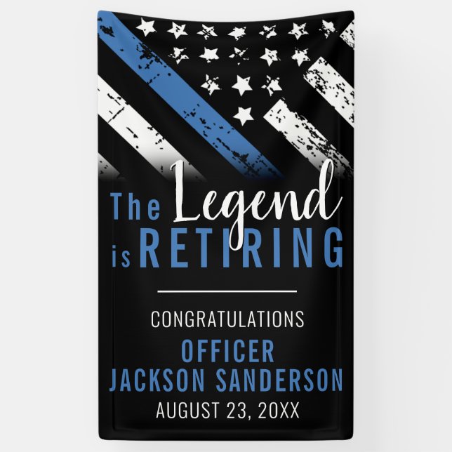 Police Retirement Thin Blue Line Law Enforcement Banner (Vertical)