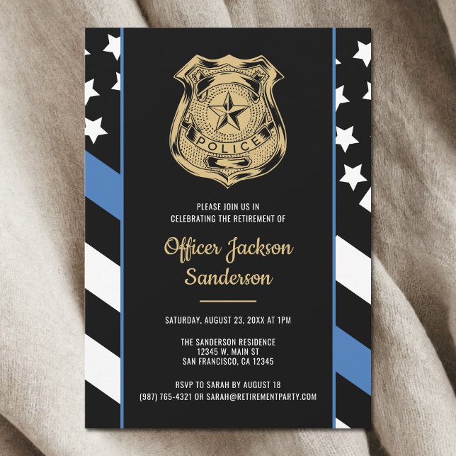 Police Retirement Thin Blue Line Law Enforcement Invitation (Police Retirement Thin Blue Line Law Enforcement Invitation)