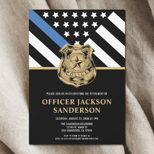 Police Retirement Thin Blue Line Law Enforcement Invitation