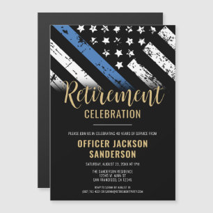 Police Retirement Thin Blue Line Law Enforcement Magnetic Invitation