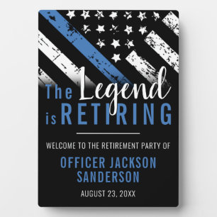 Police Retirement Thin Blue Line Law Enforcement Plaque