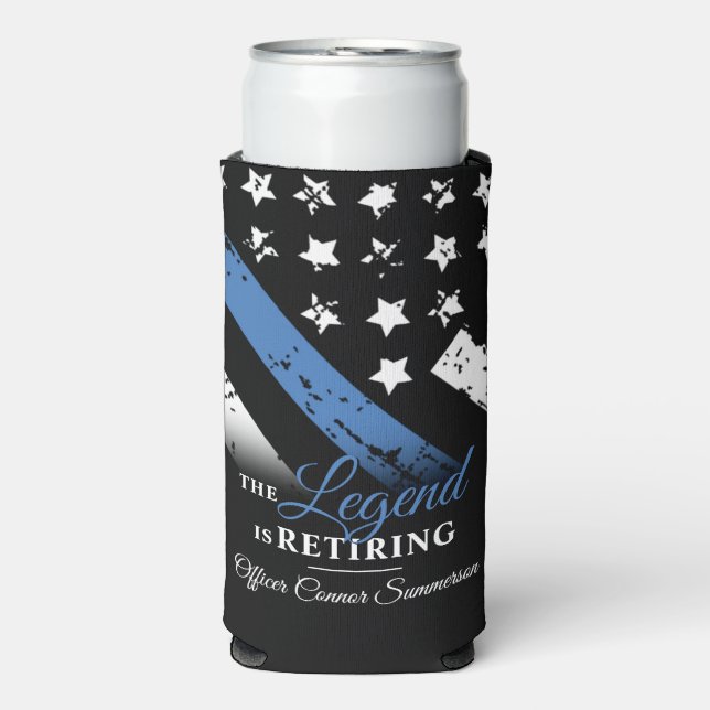 Police Retirement Thin Blue Line Law Enforcement Seltzer Can Cooler (Seltzer Front)