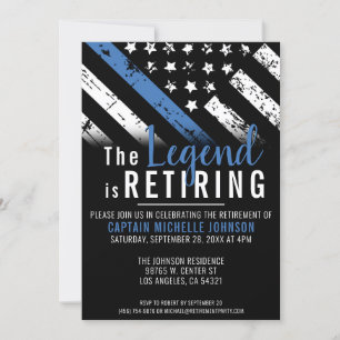 Police Retirement Thin Blue Line Officer Invitation