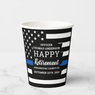 Police Retirement Thin Blue Line Police Flag Paper Cups