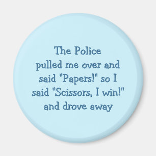 Police Rock Paper Scissors Funny Fridge Magnet