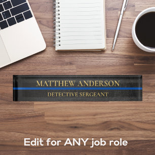 Police Sergeant Desk Nameplate Thin Blue Line