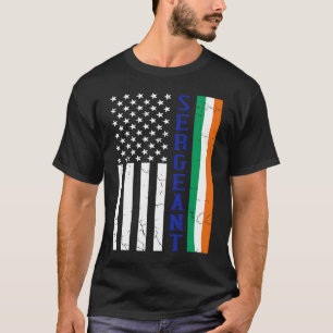 Police Sergeant Irish American USA Flag T-Shirt
