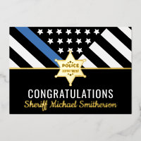 Police Sheriff Retirement Blue Line Congrats Card