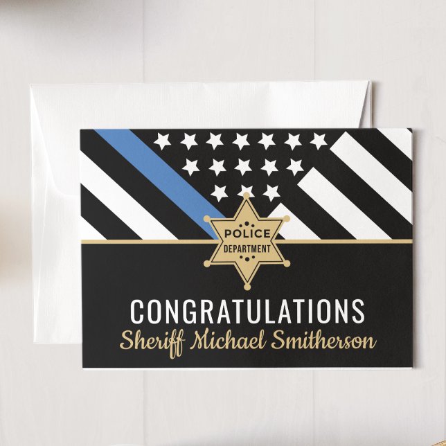 Police Sheriff Retirement Thin Blue Line Flag Card (Creator Uploaded)