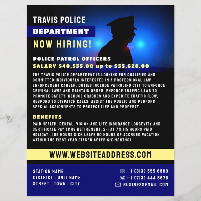 Police Silhouette, Police Officer Recruitment Flyer (Front)