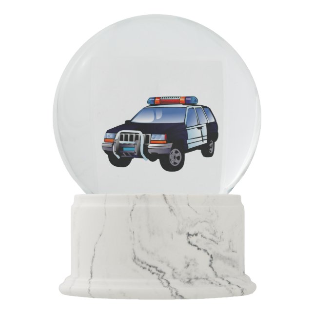 police squad car protect serve city state snow globe