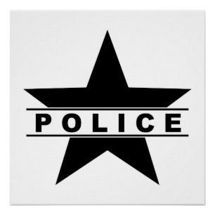 police star text department badge law symbol poster
