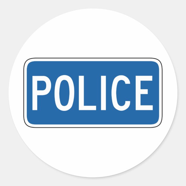 Police Street Sign Classic Round Sticker (Front)