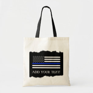 Police Style American Flag Custom Tote Bag