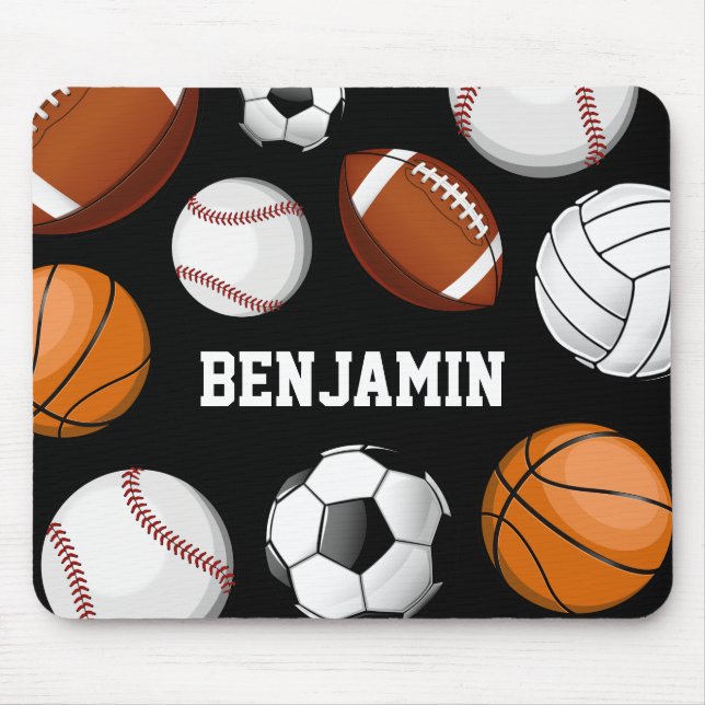 Police Styled American Flag Custom Name Black Mouse Mat (Front)