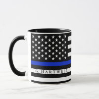 Police Styled American Flag Custom Name