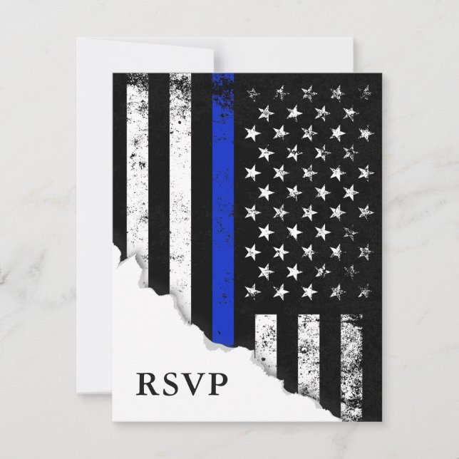 Police Styled American Flag White RSVP Reply (Front)