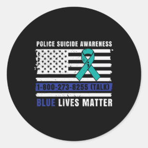 Police Suicide Awareness Blue Lives Law Enforcemen Classic Round Sticker