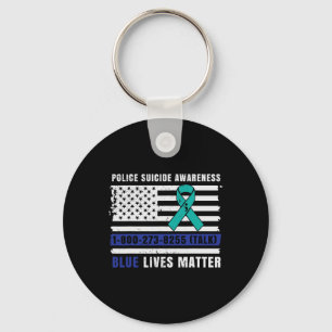 Police Suicide Awareness Blue Lives Law Enforcemen Key Ring