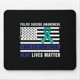 Police Suicide Awareness Blue Lives Law Enforcemen Mouse Mat