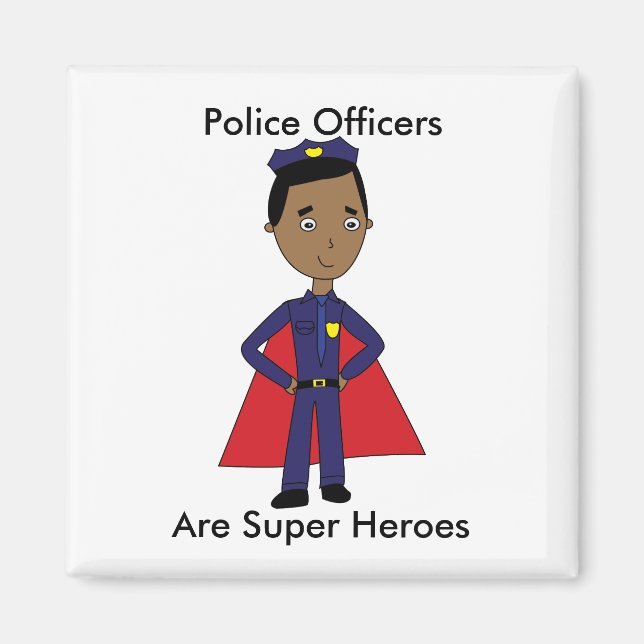 Police Super Hero  African American Personalise Magnet (Front)