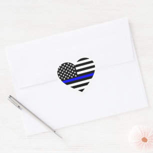 Police Support Flag Heart Shaped Sticker