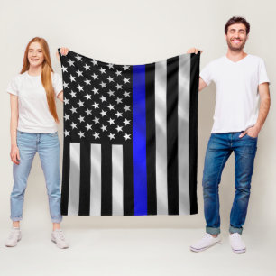 Police Support USA Flag Fleece Blanket