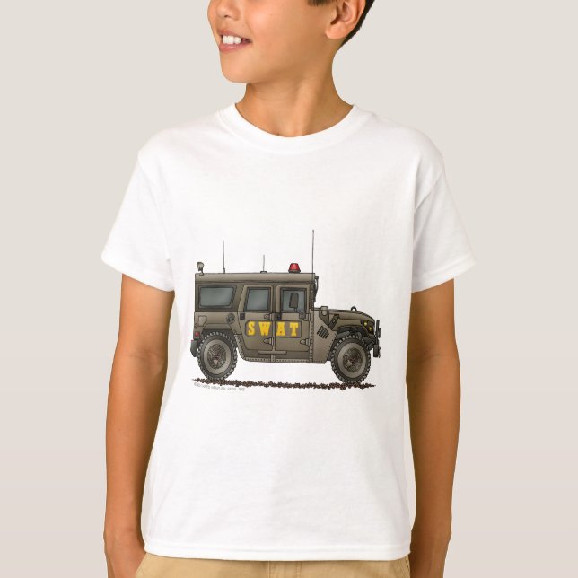 Police SWAT Team Hummer Law Enforcement T-Shirt (Front)