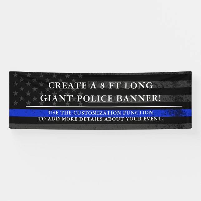 Police Themed American Flag Dark Backdrop Banner (Horizontal)