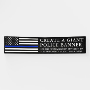 Police Themed American Flag Gigantic   Long Banner