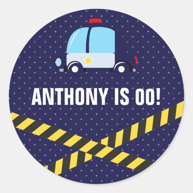 Police themed Birthday Party Guest Favour Classic Round Sticker (Front)