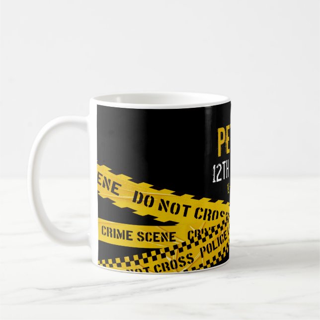 Police Themed Birthday with police tape design Coffee Mug (Left)